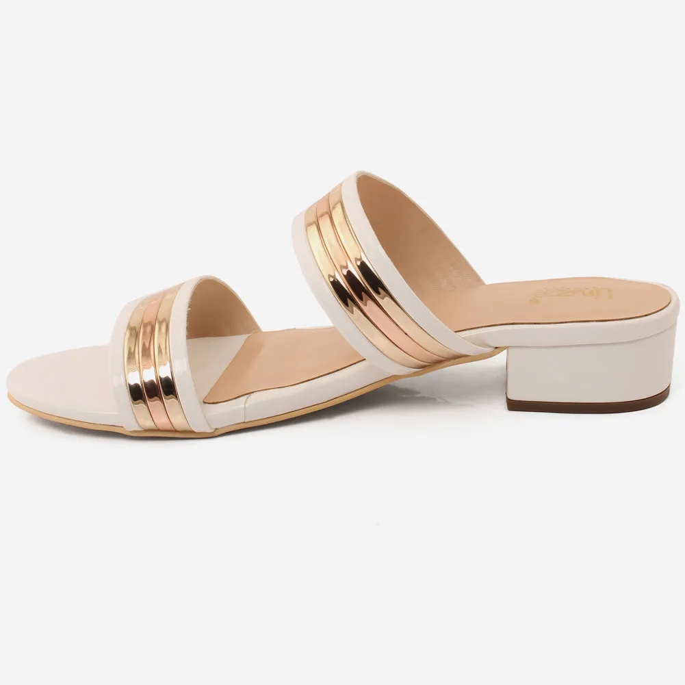 Womens "HADIA" Stylish Block Heeled Slip-On Shoes