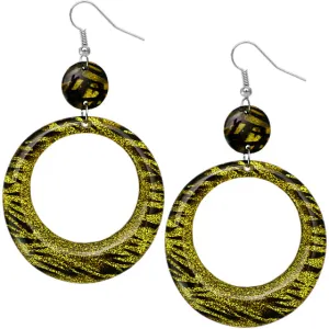 Yellow Round Glossy Zebra Earrings