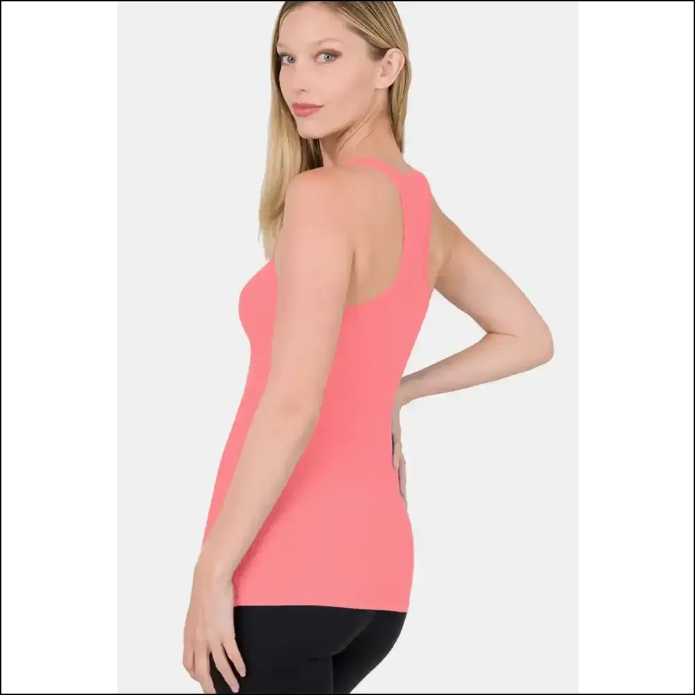 Zenana Stretchy Ribbed Knit Racerback Tank Top