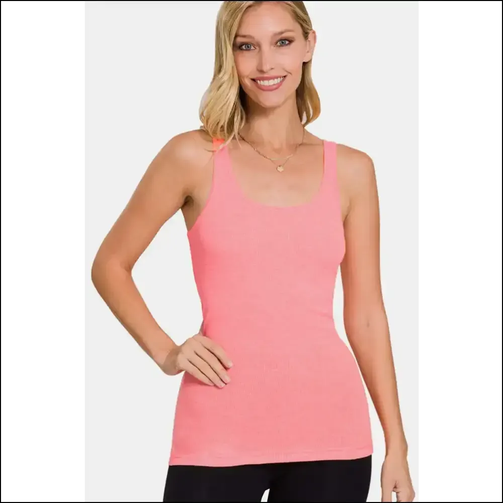 Zenana Stretchy Ribbed Knit Racerback Tank Top