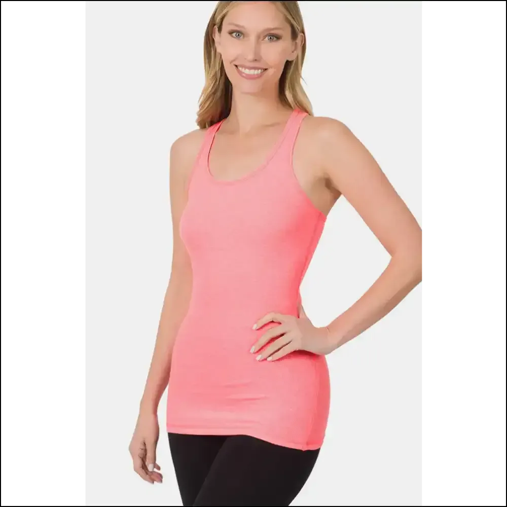 Zenana Stretchy Ribbed Knit Racerback Tank Top